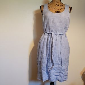 LOFT Cut-out Linen Chambray Dress